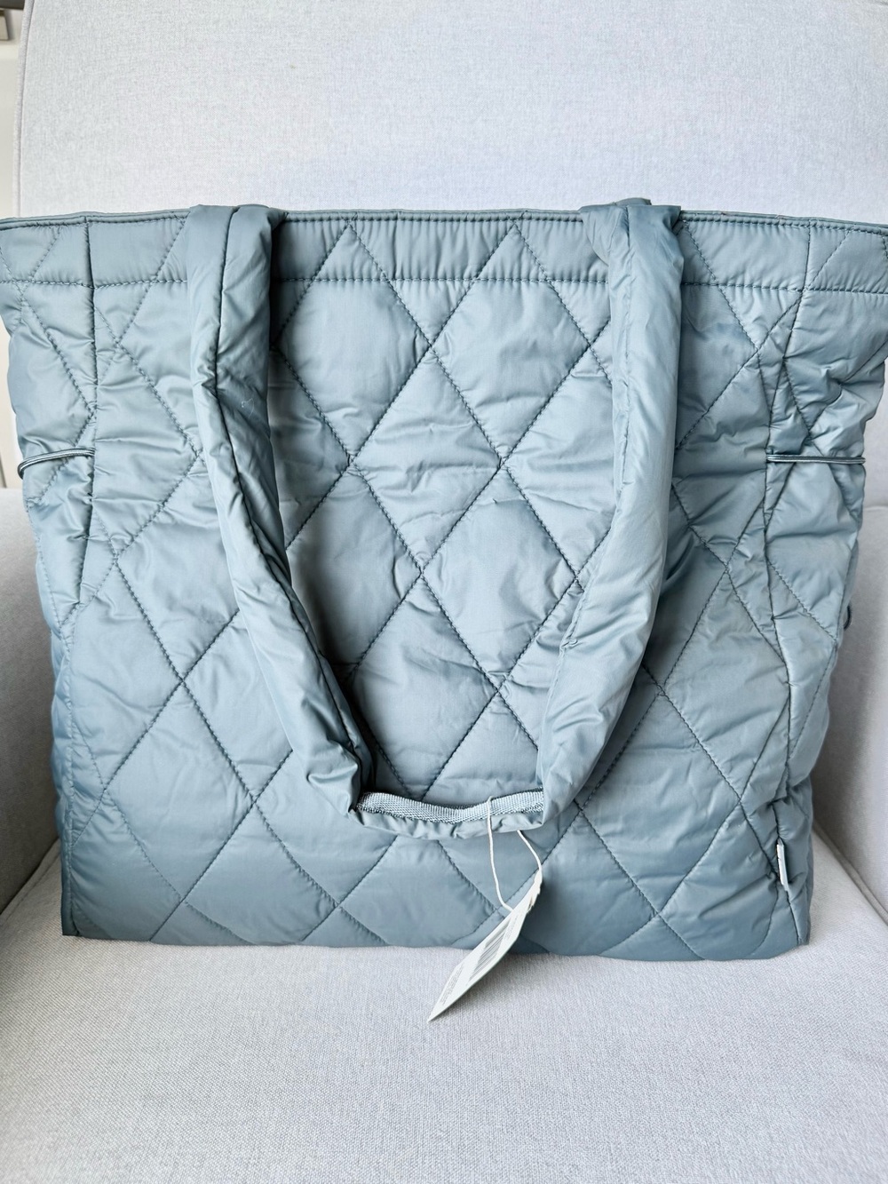 Quilted Blue/Gray Tote with Padded Straps